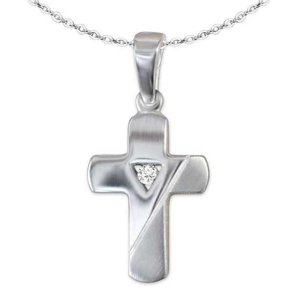 CLEVER SCHMUCK Small Cross Pendant Necklace 15 mm 1 Zirconia