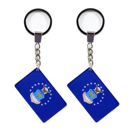 QQSD US Air Force Flag Keychain Military Key Ring, 2 Pack