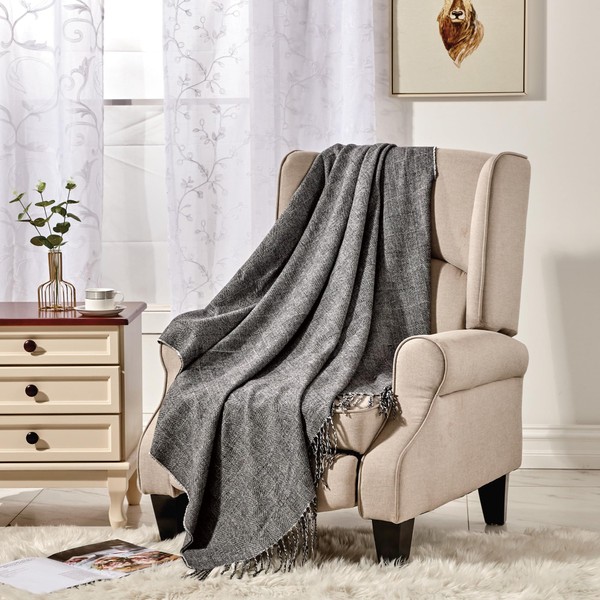 Black Soft Knit Throw Blanket | Black Knitted Farmhouse Decorative