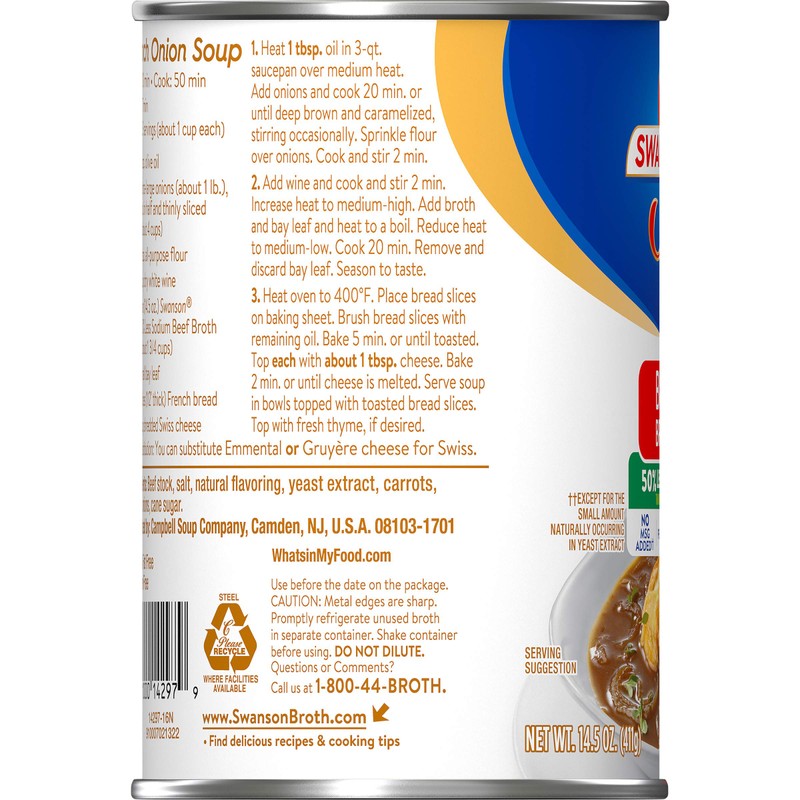Swanson 50% Less Sodium Beef Broth, 14.5 oz. Can (Pack of