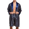 Mens Satin Robe Lightweight Silk Long Sleeve Bathrobe with Shorts