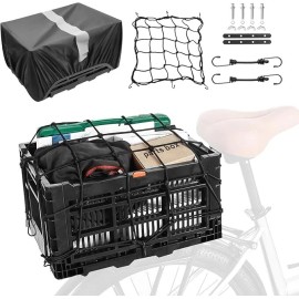 YEEGO DIRECT Bike Basket Rear 35L Large Capacity Foldable Bike Storage for Shopping Outings