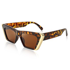 FEISEDY Retro Sunglasses for Women Men Vintage Cat Eye Fashion Metal Square 70s Frame Classic UV Protection Sun Glasses B2966