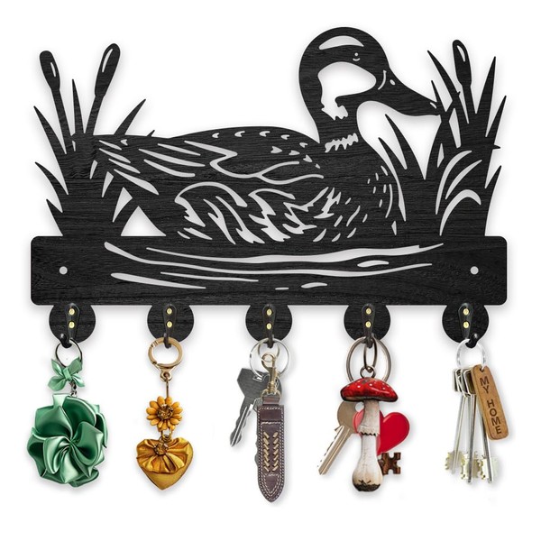 MAYJOYDIY Wooden Wild Duck Reed Coat Hooks Mallard Duck Reeds