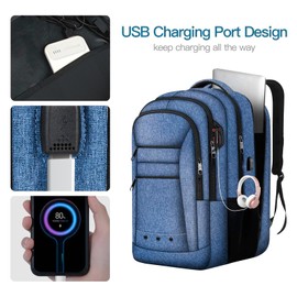 LCKPENG Travel Backpack,Upgraded Extra Large Backpack for Men, 17 Inch Laptop Backpack Big Slim Travel Computer Work College School Backpack Bag Anti-Theft Daypack Gifts for Him Men Women, Blue