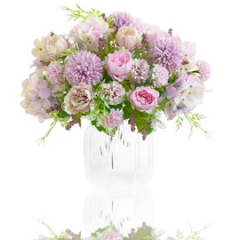 Flores artificiales, peonías falsas de seda de hortensias para decoración de ramo de flores de plástico, margaritas, arreglos de flores realistas, decoración de boda, mesa de mesa, decoración del