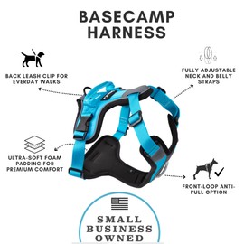 ShawnCo Basecamp Dog Harness, No-Pull Pet Vest with 3 Leash Clips, Padded, Reflective, Lightweight and Adjustable Harness with Handle for Small, Medium and Large Dogs (Sunset Orange, S)