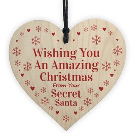 Red Ocean Secret Santa Christmas For Colleague Friend Co Worker Hanging Wooden Heart Gift For Him Her