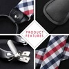 HISDERN Check Stripe 6 Clips Suspenders & Bow Tie and