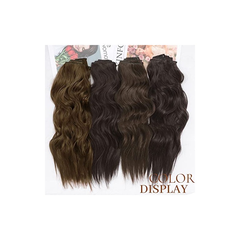 Extension de Cabello Ondulado con Clip 45 cm Marrón Claro