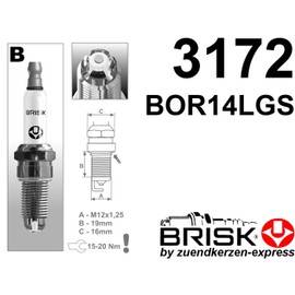 BRISK Premium Racing BOR14LGS 3172 Spark Plugs (Pack of 4)
