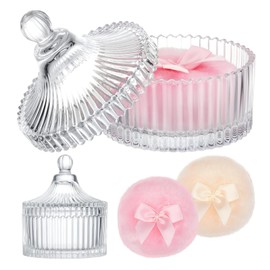 Large Body Powder Puff with Clear Crystal Case – Soft Washable & Reusable Velour Puff for Wet/Dry Makeup