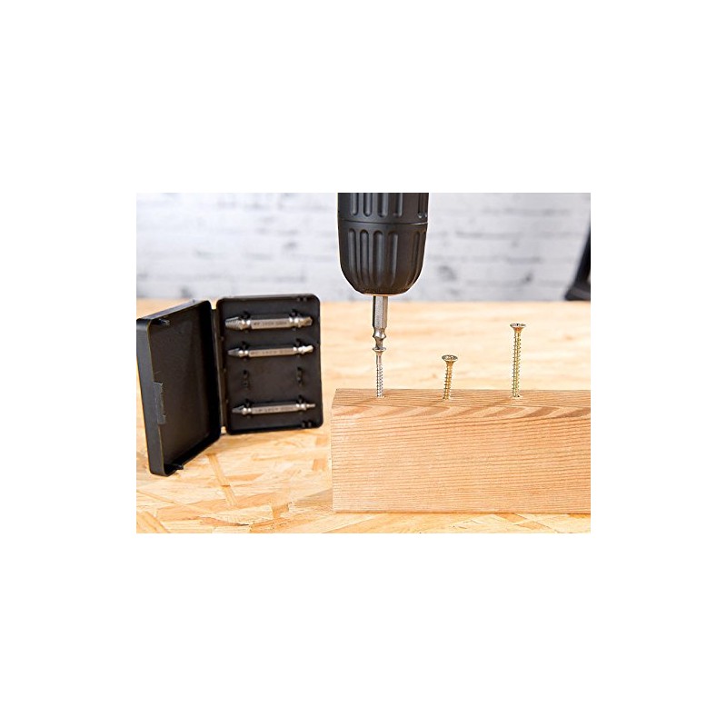 AGT Professional Left Extractor: 4-Piece HSS Steel Screw Extractor Set