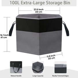 VICTORICH Large Toy Box Chest with Lid, Collapsible Sturdy Toy Storage Organizer Boxes Bins Baskets for Kids, Boys, Girls, Nursery, Playroom (Diamond Black)