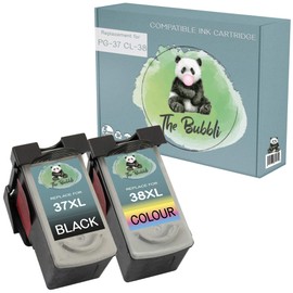 The Bubbli Original | Replacement for PG-37 CL-38 Remanufactured Printer Cartridges for Canon Pixma MX300 MP210 MP140 MP220 MX310 iP2600 MP190 iP1800 MP470 iP1900 iP2500 (Black/Fabrig, Pack of 2)