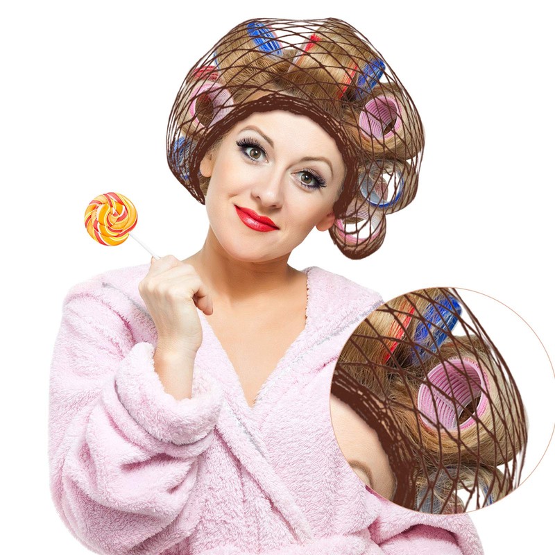 WILLBOND 4 Pcs Cotton Triangle Hair Net for Rollers, Women