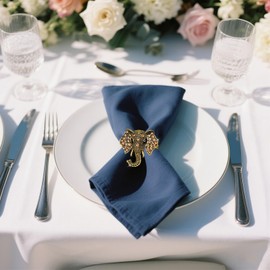 Davifina Gold Rhinestone Elephant Napkin Rings Set of 6 Tropical Animal Napkin Rings for Beach Wedding Baby Shower Brithday Family Dining,Africa Safari Napkin Ring Holders for Theme Party Table Decor