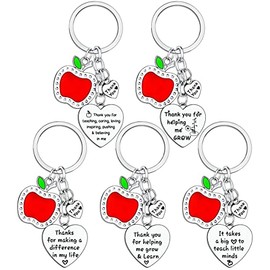 MADHAHEFU Teacher Gifts 5PCs Teacher Keyrings Teacher Appreciation Gifts Thank You Gifts for Teacher Keyring Set Teacher's Day Gifts Teacher Birthday Gifts Retirement Gifts Graduation Gifts