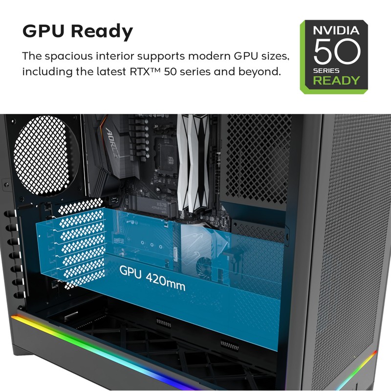 MONTECH HS01, ATX Mid-Tower PC Case, Gaming PC, High-Airflow, Reversible