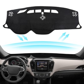PeakPurit Black Dashboard Dash Board Cover Mat Carpet for Chevy Traverse 2018-2023 Accessories Dash Cover Flannel Material Dash Mat Sunshade