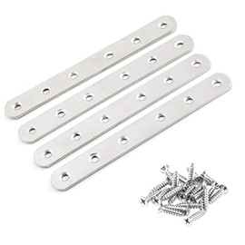 JENSWILL 4 Pcs 160x20x3mm Flat Corner Brace Plates Mending Plate Joining Connector Repair Bracket 304 Stainless Steel for Furniture Repair with 24 Screws