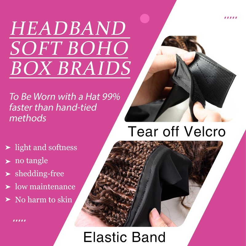 Headband Soft Box Braids, Add Loose curls in the Middle