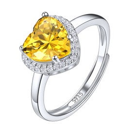 Suplight Sterling Silver Heart Solitaire Ring Adjustable November Birthstone Ring for Women Teen Girls