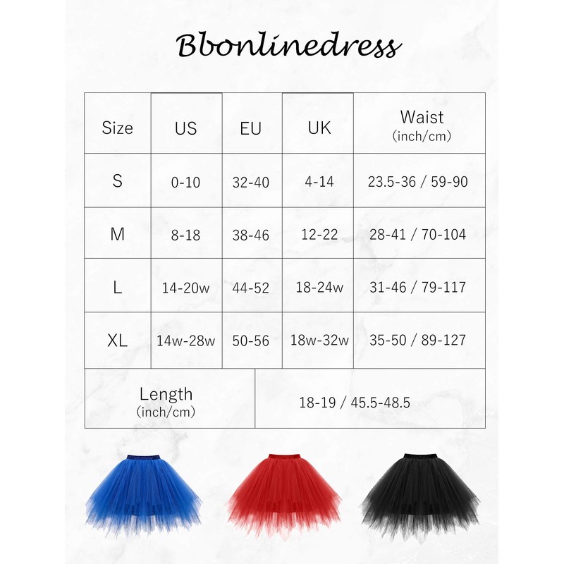 bbonlinedress Mini de la mujer clásico patticoat Tutu Capas Multicolor
