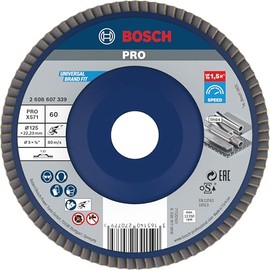 Bosch 1 x Pro Metal X571 Flap Disc Straight Version Plastic for Small Angle Grinders (for Steel, Stainless Steel, Diameter 125 mm, Grit 60, Professional Accessory Small Angle Grinder)