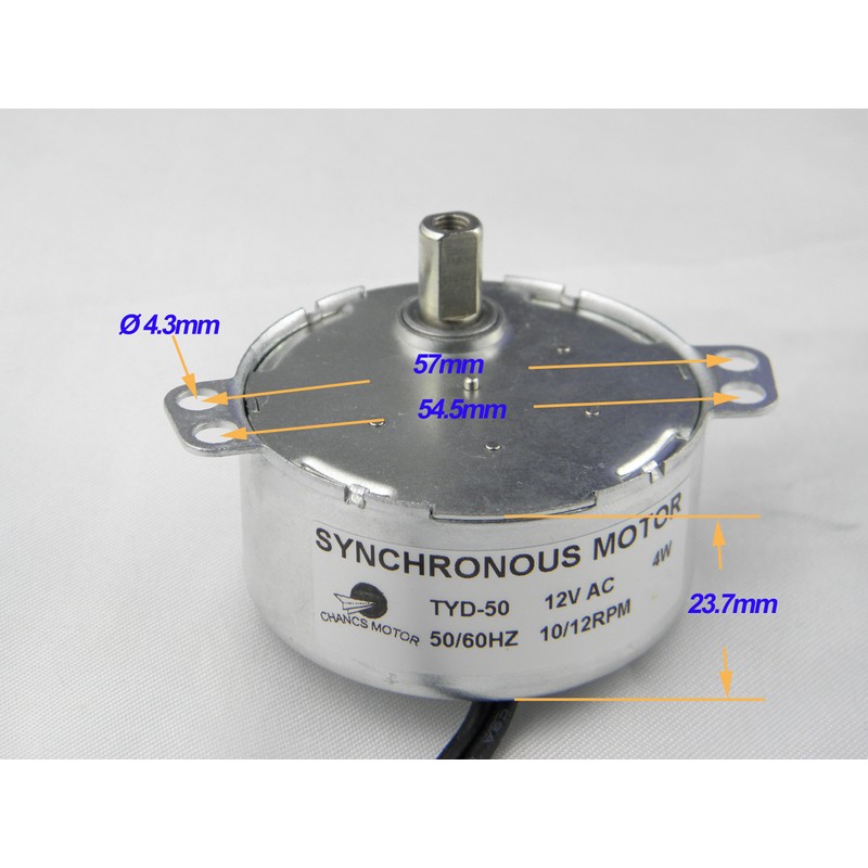 CHANCS Synchronous Synchron Motor TYD-50 12V AC 10-12RPM Flush Shaft