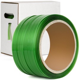Heavy Duty Strapping Roll for Packaging & Banding - Green Polyester PET Industrial-Grade, 500 ft x 5/8" x 0.035" Pallet Strap Coil 1400 lbs Break Strength, Rust-Resistant with Self Dispensing Box Kit