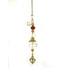 Trace Ellements Brass Fleur de Lis and Burgundy Faceted Glass