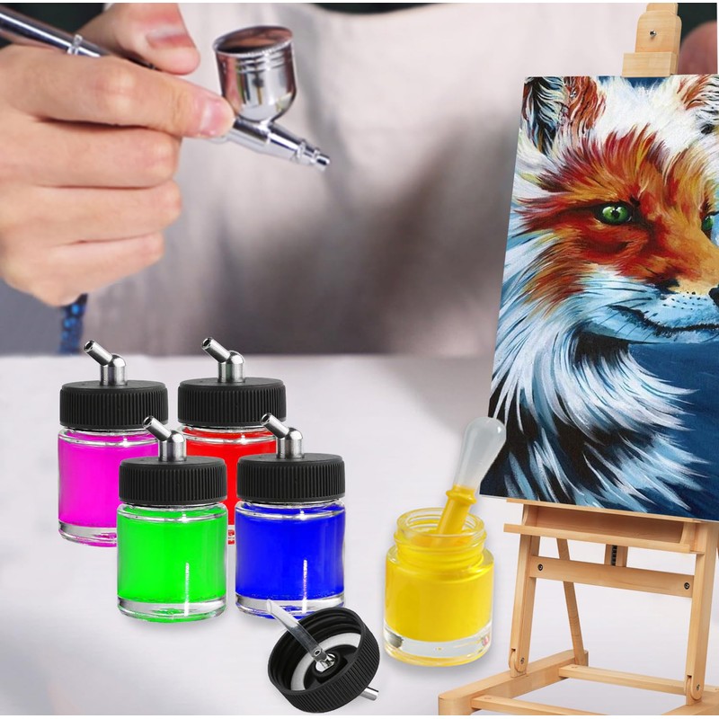 Langlengtec 10pcs 18cc Glass Airbrush Bottles Kit with Adapter Caps