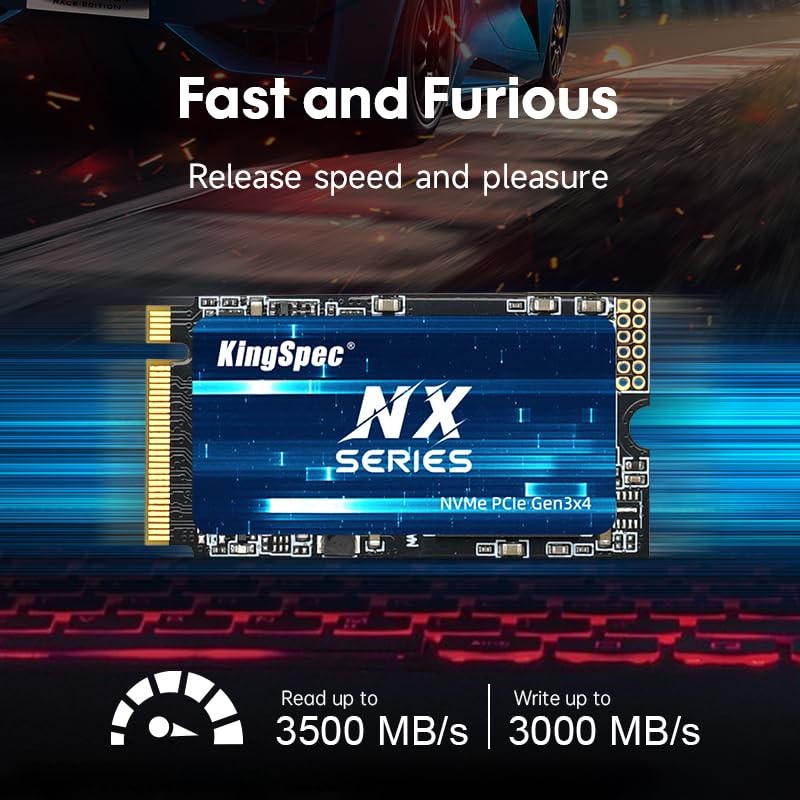 KingSpec 128GB M.2 2242 NVMe SSD - Up to 3500