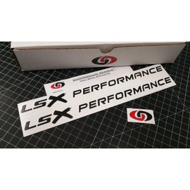 LSX Performance Hood Decals (2-Pack) Racing Engine LS1 LS6 LS2 LS3 LS7 Fender Stickers Select Color (Gloss Blackout, 1.0" x 11.5")