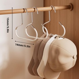 10 Pack Hat Hangers for Closet - Nonslip Space Saving Steel Hat Rack for Baseball Caps, Versatile Hanger Holder for Belts, Vest, Ties and Scarves (White)