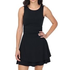 Womens Mini Party Dress Boat high Neck Sleeveless Ruffle Hem Ruched Corset Cute Short Graduation Modest Trendy Dresses Cocktail Date Night Out Evening Club Casual Summer Vacation Outfits Black S