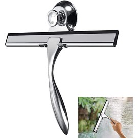 Escobilla De Goma Para Cristales, Escobilla De Goma Para Ducha Con Soporte De Ventosa No Perforado, Escobilla De Goma De Silicona Con Mango De Acero Inoxidable, Para Espejos, Ventanas Y Cristales De Coches