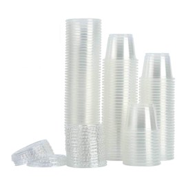 TashiLiving 200-1oz Clear Polypropylene Small Plastic Containers | cups | with lids