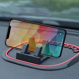 Car Phone Holder, Non Slip Silicone Dashboard Car Pad, Desk Phone Stand, Multifunction Car Antislip Silicone Phone Holder Pad Mat for Center Console Car Accessories (Black)
