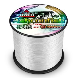 Ashconfish Braided Fishing Line- 4 Strands Super Strong PE Fishing Wire Heavy Tensile for Saltwater & Freshwater Fishing -Abrasion Resistant - Zero Stretch- 300M/328Yards 60LB White