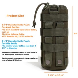 Dotacty MOLLE Water Bottle Holder Tactical Nylon Bottle Pouches Hydration Carrier for Belt/Backpack/Vest/Bike Sports Outdoor Hiking Camping Hunting Fishing (Ranger Green, Inside Diameter: 3 3/4")