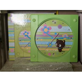 Sanrio Chococat Green Wall Clock 2006 Floral Design Keeps time properly !