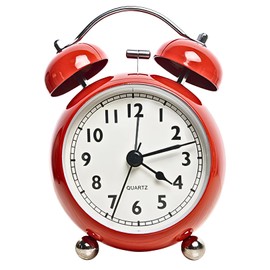 Charmoon Analog Alarm Clock, Loud Loud Bell Type, Continuous Second Hand, Quiet, Light Included, Antique (Red)