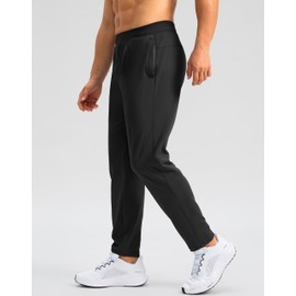 G Gradual Men's Sweatpants with Zipper Pockets Stretch Golf Workout Pants Elastic Waist Track Pants for Men Casual Athletic(Black,S)
