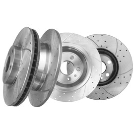 PM Auto Set of 4 Front-Rear Drilled Slotted Brake Disc Rotors For 2013-2020 Ford Fusion