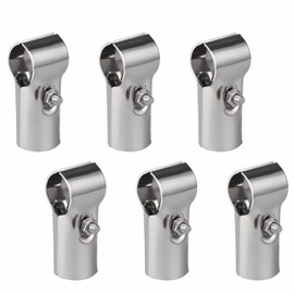Pack of 6 T-Pipe Connectors, 25 mm, Structural Pipe Connectors, Chain Link Fence Clamp, Adjustable Stainless Steel Fence Clamp with Screws, Nuts for Chain Link Fence and Railing