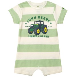John Deere Newborn Baby Boys Romper Pale Green/Off White Stripes 3-6 Months