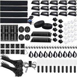 Juego de 300pcs Organizador de Cables Cable Management Esconder Cables Pared Organizador de Cables Escritorio Ordenador de Cables Soportes de Cable...