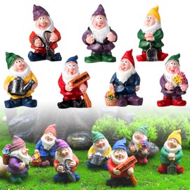 xlwen Garden Decoration Figures, 7 Pieces Miniature Garden Gnomes, Garden Figure Made of Resin, Decorative Gnome Statues Made of Resin Materials, Used for Christmas Parties, Gardens, Bookshelves, Desk